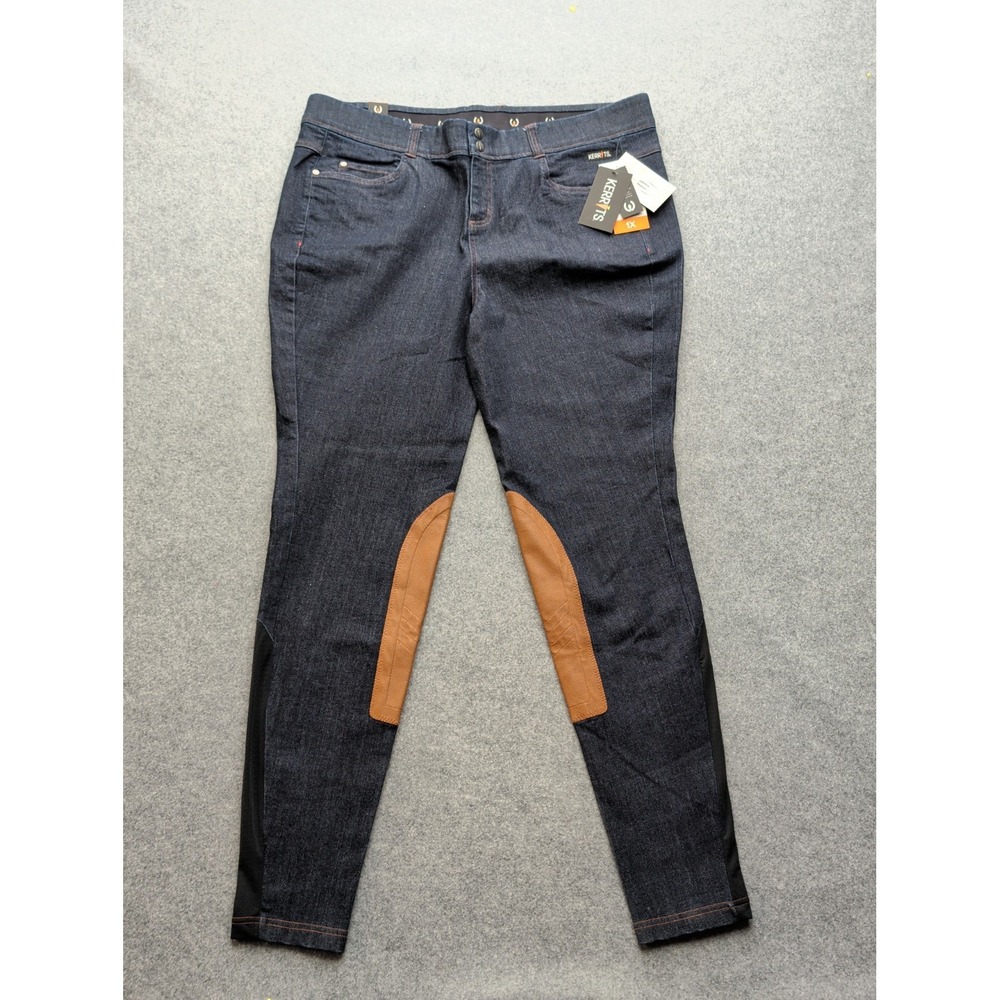 NWT Kerrits Stretch Denim Knee Patch Breeches Women's 1X